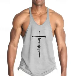 New OUKU Men's Letter Tank Top Vest Top Undershirt Racer Back Tank Top Sleeveless T shirt U Neck Shirt Stylish Muscle Comfortable Sport Daily Vacation Black White Yellow Summer Clothing Apparel M L XL XXL