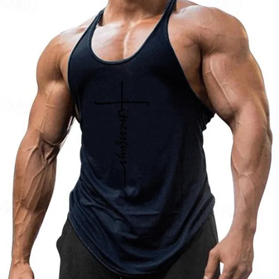 New OUKU Men's Letter Tank Top Vest Top Undershirt Racer Back Tank Top Sleeveless T shirt U Neck Shirt Stylish Muscle Comfortable Sport Daily Vacation Black White Yellow Summer Clothing Apparel M L XL XXL