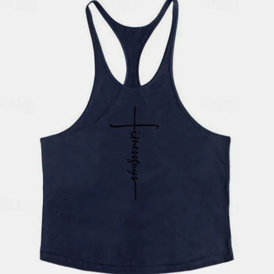 New OUKU Men's Letter Tank Top Vest Top Undershirt Racer Back Tank Top Sleeveless T shirt U Neck Shirt Stylish Muscle Comfortable Sport Daily Vacation Black White Yellow Summer Clothing Apparel M L XL XXL
