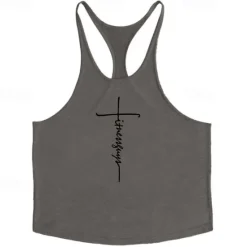 New OUKU Men's Letter Tank Top Vest Top Undershirt Racer Back Tank Top Sleeveless T shirt U Neck Shirt Stylish Muscle Comfortable Sport Daily Vacation Black White Yellow Summer Clothing Apparel M L XL XXL