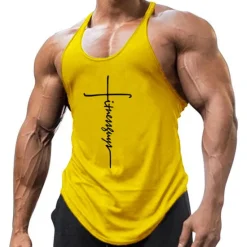 New OUKU Men's Letter Tank Top Vest Top Undershirt Racer Back Tank Top Sleeveless T shirt U Neck Shirt Stylish Muscle Comfortable Sport Daily Vacation Black White Yellow Summer Clothing Apparel M L XL XXL