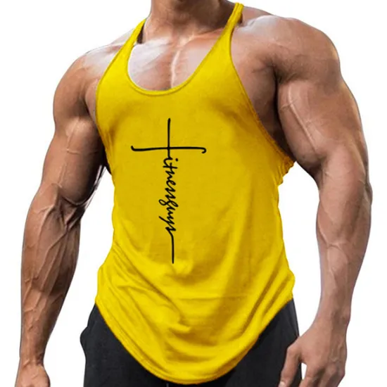 New OUKU Men's Letter Tank Top Vest Top Undershirt Racer Back Tank Top Sleeveless T shirt U Neck Shirt Stylish Muscle Comfortable Sport Daily Vacation Black White Yellow Summer Clothing Apparel M L XL XXL