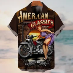 New OUKU Men's Letter Vintage Hula Girls Shirt Summer Hawaiian Shirt Aloha Shirt Short Sleeves Shirt Turndown Vintage Fashion Streetwear Outdoor Street Casual Black Yellow Blue S M L