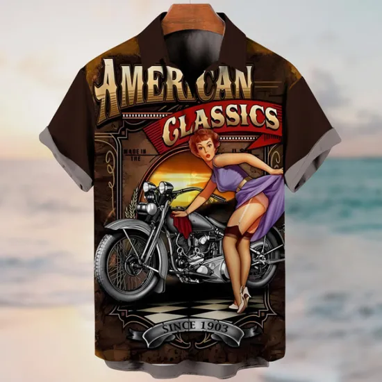 New OUKU Men's Letter Vintage Hula Girls Shirt Summer Hawaiian Shirt Aloha Shirt Short Sleeves Shirt Turndown Vintage Fashion Streetwear Outdoor Street Casual Black Yellow Blue S M L