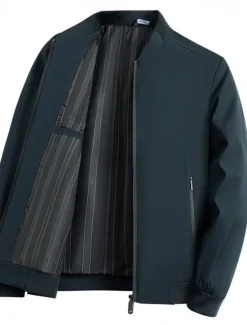 New OUKU Men's Lightweight Jacket Formal Office Zip Up Spring Spring & Fall Neutral Daily Navy Blue Army Green Jacket