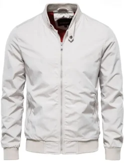 Discount OUKU Men's Lightweight Jacket Jacket Outdoor Causal Windproof Zipper Spring & Fall Solid Color Neutral Daily Standing Collar Regular Black White Navy Blue Green Jacket