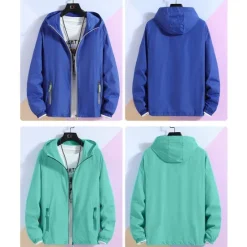 Hot OUKU Men's Lightweight Jacket Outdoor Jacket Summer Jacket Windbreaker Sports Leisure Sports Sun Protection Windproof Hooded Summer Spring Solid Color Plain Sporty High Neck Regular Black White Red Navy