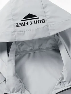OUKU Men's Lightweight Jacket Outdoor Jacket Summer Jacket Windbreaker Vacation Daily Sunscreen Breathable Pocket Spring & Summer Plain Fashion Classic Hooded Regular White Gray Jacket