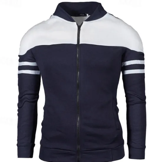 OUKU Men's Lightweight Jacket Summer Jacket Transition Jacket Casual Jacket Vacation Daily Wearproof Pocket Spring & Fall Color Block Fashion Classic Stand Collar Regular Black Wine Navy Blue Blue Jacket