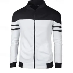 OUKU Men's Lightweight Jacket Summer Jacket Transition Jacket Casual Jacket Vacation Daily Wearproof Pocket Spring & Fall Color Block Fashion Classic Stand Collar Regular Black Wine Navy Blue Blue Jacket