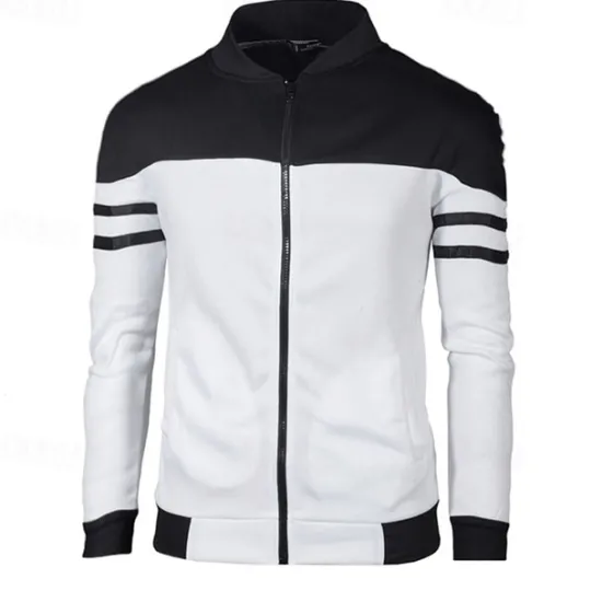 OUKU Men's Lightweight Jacket Summer Jacket Transition Jacket Casual Jacket Vacation Daily Wearproof Pocket Spring & Fall Color Block Fashion Classic Stand Collar Regular Black Wine Navy Blue Blue Jacket
