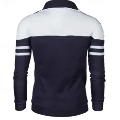 OUKU Men's Lightweight Jacket Summer Jacket Transition Jacket Casual Jacket Vacation Daily Wearproof Pocket Spring & Fall Color Block Fashion Classic Stand Collar Regular Black Wine Navy Blue Blue Jacket