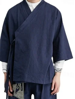 Sale OUKU Men's Lightweight Jacket Summer Jacket Cloak / Capes Kimono Jacket Outdoor Vacation Sunscreen Breathable Spring & Summer Plain Fashion Casual Collar Regular Black Wine Navy Blue Gray Jacket