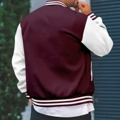 Discount OUKU Men's Lightweight Jacket Summer Jacket Transition Jacket Casual Jacket Vacation Daily Warm Pocket Fall & Winter Color Block Fashion Classic Stand Collar Regular Black Wine Red Navy Blue Royal Blue
