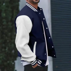 Discount OUKU Men's Lightweight Jacket Summer Jacket Transition Jacket Casual Jacket Vacation Daily Warm Pocket Fall & Winter Color Block Fashion Classic Stand Collar Regular Black Wine Red Navy Blue Royal Blue