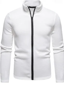 Outlet OUKU Men's Lightweight Jacket Summer Jacket Casual Jacket Vacation Daily Warm Pocket Fall & Winter Plain Fashion Classic Stand Collar Regular Black White Light Grey Dark Gray Jacket