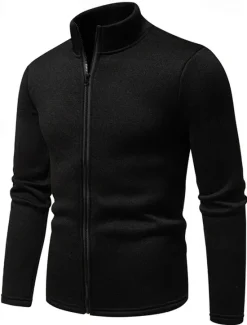 Outlet OUKU Men's Lightweight Jacket Summer Jacket Casual Jacket Vacation Daily Warm Pocket Fall & Winter Plain Fashion Classic Stand Collar Regular Black White Light Grey Dark Gray Jacket