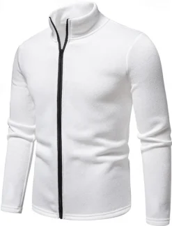 Outlet OUKU Men's Lightweight Jacket Summer Jacket Casual Jacket Vacation Daily Warm Pocket Fall & Winter Plain Fashion Classic Stand Collar Regular Black White Light Grey Dark Gray Jacket