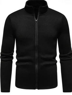 Outlet OUKU Men's Lightweight Jacket Summer Jacket Casual Jacket Vacation Daily Warm Pocket Fall & Winter Plain Fashion Classic Stand Collar Regular Black White Light Grey Dark Gray Jacket