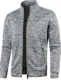Discount OUKU Men's Lightweight Jacket Summer Jacket Transition Jacket Casual Jacket Vacation Daily Warm Pocket Fall & Winter Plain Fashion Classic Stand Collar Regular Black Wine Navy Blue Blue Orange Jacket