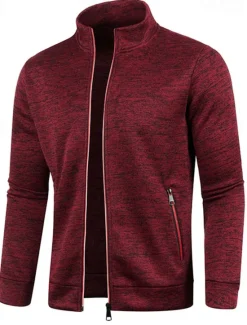 Discount OUKU Men's Lightweight Jacket Summer Jacket Transition Jacket Casual Jacket Vacation Daily Warm Pocket Fall & Winter Plain Fashion Classic Stand Collar Regular Black Wine Navy Blue Blue Orange Jacket