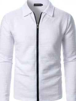 OUKU Men's Lightweight Jacket Summer Jacket Shirt Jacket Transition Jacket Vacation Daily Wearproof Pocket Spring Fall Plain Fashion Classic Lapel Regular Black White Wine Navy Blue Khaki Jacket