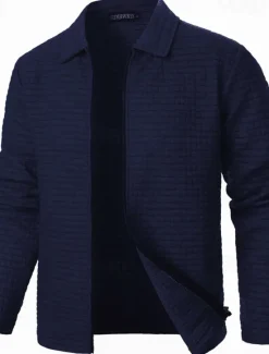 OUKU Men's Lightweight Jacket Summer Jacket Shirt Jacket Transition Jacket Vacation Daily Wearproof Pocket Spring Fall Plain Fashion Classic Lapel Regular Black White Wine Navy Blue Khaki Jacket