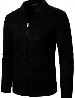 OUKU Men's Lightweight Jacket Summer Jacket Shirt Jacket Transition Jacket Vacation Daily Wearproof Pocket Spring Fall Plain Fashion Classic Lapel Regular Black White Wine Navy Blue Khaki Jacket