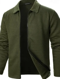 OUKU Men's Lightweight Jacket Summer Jacket Shirt Jacket Transition Jacket Vacation Daily Wearproof Pocket Spring Fall Plain Fashion Classic Lapel Regular Black White Wine Navy Blue Khaki Jacket
