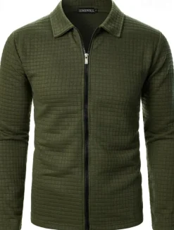 OUKU Men's Lightweight Jacket Summer Jacket Shirt Jacket Transition Jacket Vacation Daily Wearproof Pocket Spring Fall Plain Fashion Classic Lapel Regular Black White Wine Navy Blue Khaki Jacket