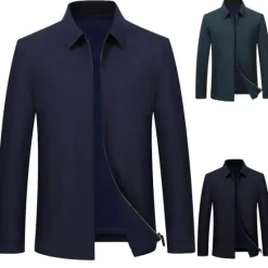 OUKU Men's Lightweight Jacket Summer Jacket Shirt Jacket Windbreaker Daily Wear Casual Daily Front Zipper Inside Pocket Cross-Seasons Fall & Winter Solid Colored Casual Daily Office Lapel Regular Black