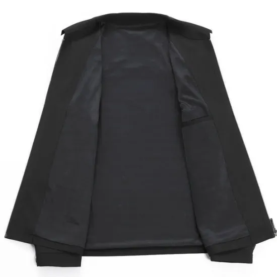 OUKU Men's Lightweight Jacket Summer Jacket Shirt Jacket Windbreaker Daily Wear Casual Daily Front Zipper Inside Pocket Cross-Seasons Fall & Winter Solid Colored Casual Daily Office Lapel Regular Black