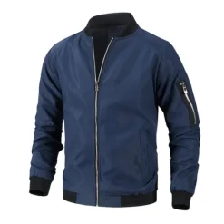New OUKU Men's Lightweight Jacket Summer Jacket Bomber Jacket Windbreaker Vacation Leisure Sports Windproof Layered Slim Fit Fall Pure Color Classic & Timeless Minimalist Crewneck Regular Regular Fit Black