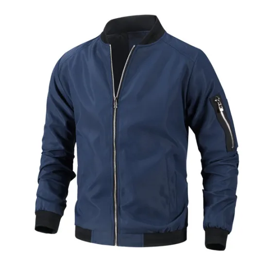 New OUKU Men's Lightweight Jacket Summer Jacket Bomber Jacket Windbreaker Vacation Leisure Sports Windproof Layered Slim Fit Fall Pure Color Classic & Timeless Minimalist Crewneck Regular Regular Fit Black
