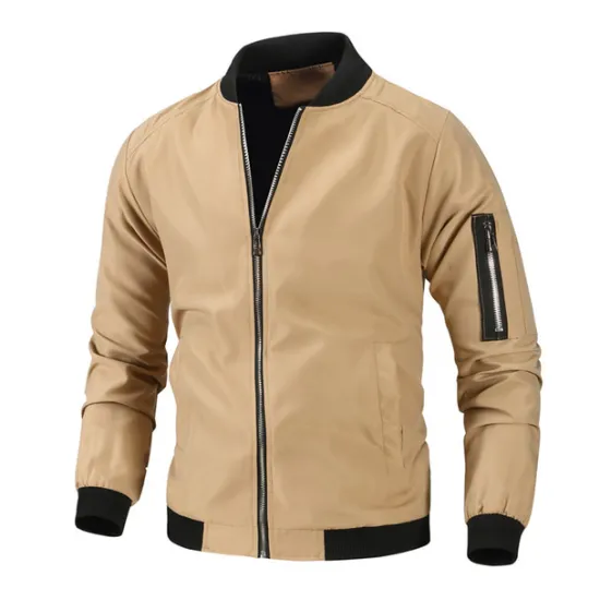 New OUKU Men's Lightweight Jacket Summer Jacket Bomber Jacket Windbreaker Vacation Leisure Sports Windproof Layered Slim Fit Fall Pure Color Classic & Timeless Minimalist Crewneck Regular Regular Fit Black