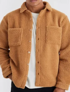Clearance OUKU Men's Lightweight Jacket Shirt Jacket Fleece Jacket Formal Home Pocket Winter Spring & Fall Solid Color Vintage Fashion Shirt Collar Regular Yellow Red Gray Jacket