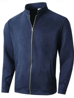 Clearance OUKU Men's Lightweight Jacket Transition Jacket Casual Jacket Vacation Daily Wearproof Pocket Fall & Winter Plain Fashion Classic Stand Collar Regular Black Navy Blue Orange Coffee Jacket