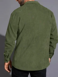 Outlet OUKU Men's Lightweight Jacket Trucker Jacket Shacket Daily Vacation Pocket Spring & Fall Plain Fashion Classic Lapel Regular Black Green Gray Jacket
