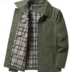Online OUKU Men's Lightweight Jacket Trucker Jacket Outdoor Jacket Summer Jacket Daily Wear Workfashion Windproof Buttons Inside Pocket Spring Fall Plain Stylish Business Shirt Collar Regular Black khaki Army