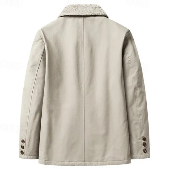 Online OUKU Men's Lightweight Jacket Trucker Jacket Outdoor Jacket Summer Jacket Daily Wear Workfashion Windproof Buttons Inside Pocket Spring Fall Plain Stylish Business Shirt Collar Regular Black khaki Army