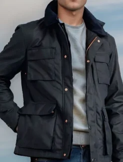 Best OUKU Men's Lightweight Jacket Trucker Jacket Casual Jacket Daily Vacation Thermal Warm Pocket Spring & Fall Plain Fashion Classic Stand Collar Regular Black Navy Blue Jacket