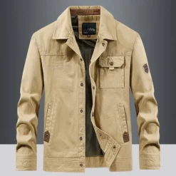 Best OUKU Men's Lightweight Jacket Trucker Jacket Utility Jacket Cargo Jacket Outdoor Vacation Wearproof Multiple Pockets Spring & Fall Plain Fashion Classic Lapel Regular Khaki Army Green Dark Blue Jacket