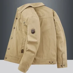 Best OUKU Men's Lightweight Jacket Trucker Jacket Utility Jacket Cargo Jacket Outdoor Vacation Wearproof Multiple Pockets Spring & Fall Plain Fashion Classic Lapel Regular Khaki Army Green Dark Blue Jacket