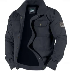 Best OUKU Men's Lightweight Jacket Trucker Jacket Utility Jacket Cargo Jacket Outdoor Vacation Wearproof Multiple Pockets Spring & Fall Plain Fashion Classic Lapel Regular Khaki Army Green Dark Blue Jacket
