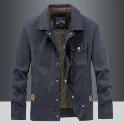 Best OUKU Men's Lightweight Jacket Trucker Jacket Utility Jacket Cargo Jacket Outdoor Vacation Wearproof Multiple Pockets Spring & Fall Plain Fashion Classic Lapel Regular Khaki Army Green Dark Blue Jacket