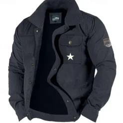 Hot OUKU Men's Lightweight Jacket Utility Jacket Cargo Jacket Outdoor Daily Wearproof Multiple Pockets Spring & Fall Star Fashion Classic Lapel Regular Khaki Army Green Dark Blue Jacket