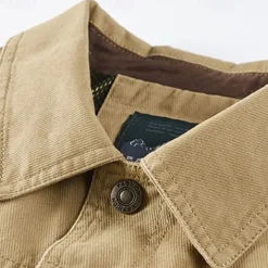 Hot OUKU Men's Lightweight Jacket Utility Jacket Cargo Jacket Outdoor Daily Wearproof Multiple Pockets Spring & Fall Star Fashion Classic Lapel Regular Khaki Army Green Dark Blue Jacket
