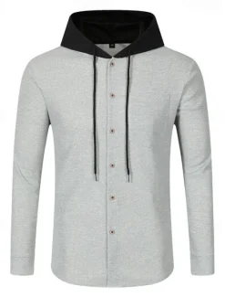 Discount OUKU Men's Lightweight Jacket Waffle Jacket Summer Jacket Transition Jacket Vacation Daily Wearproof Pocket Spring & Fall Plain Fashion Classic Hooded Regular Black White Blue Khaki Gray Jacket