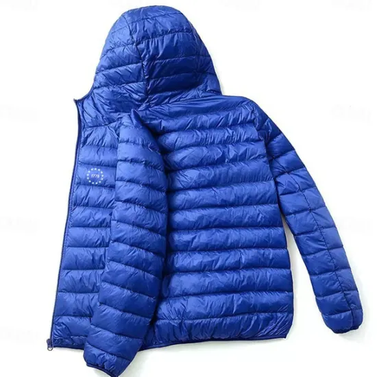 New OUKU Men's Lightweight Puffer Jacket with Hood Water-Resistant Down Jacket Insulated Puffy Coat 1776 Letter Print Winter Jacket for Snow Ski Hiking Travel
