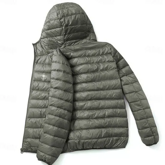 Online OUKU Men's Lightweight Puffer Jacket with Hood Water-Resistant Down Jacket Insulated Puffy Coat Nautical Compass Print Winter Jacket for Snow Ski Hiking Travel